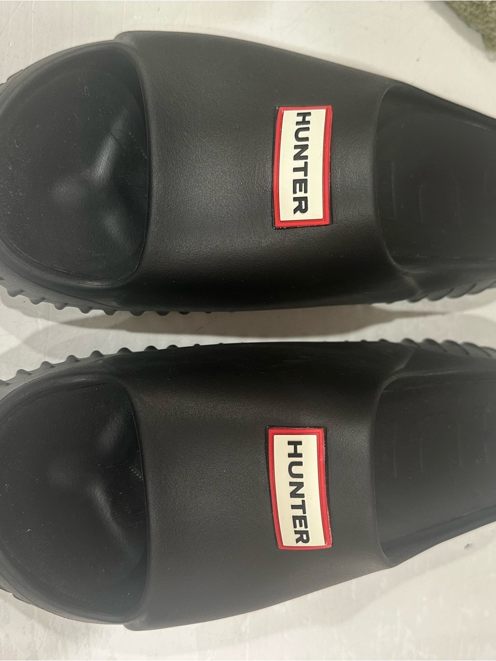 Hunter Black Logo Slide Sandals